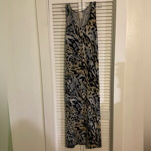 Point Zero Leopard Print Maxi Dress - Black, Gray, Tan